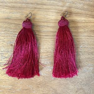 Crimson Tassel Statement Earrings